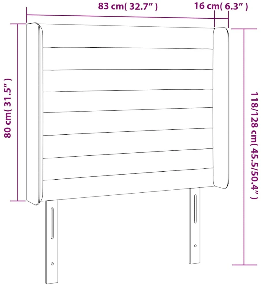 Galvūgalis su LED, tamsiai žalias, 83x16x118/128cm, aksomas