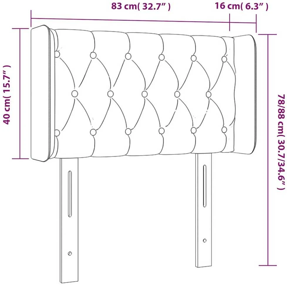 Galvūgalis su LED, tamsiai žalias, 83x16x78/88cm, aksomas