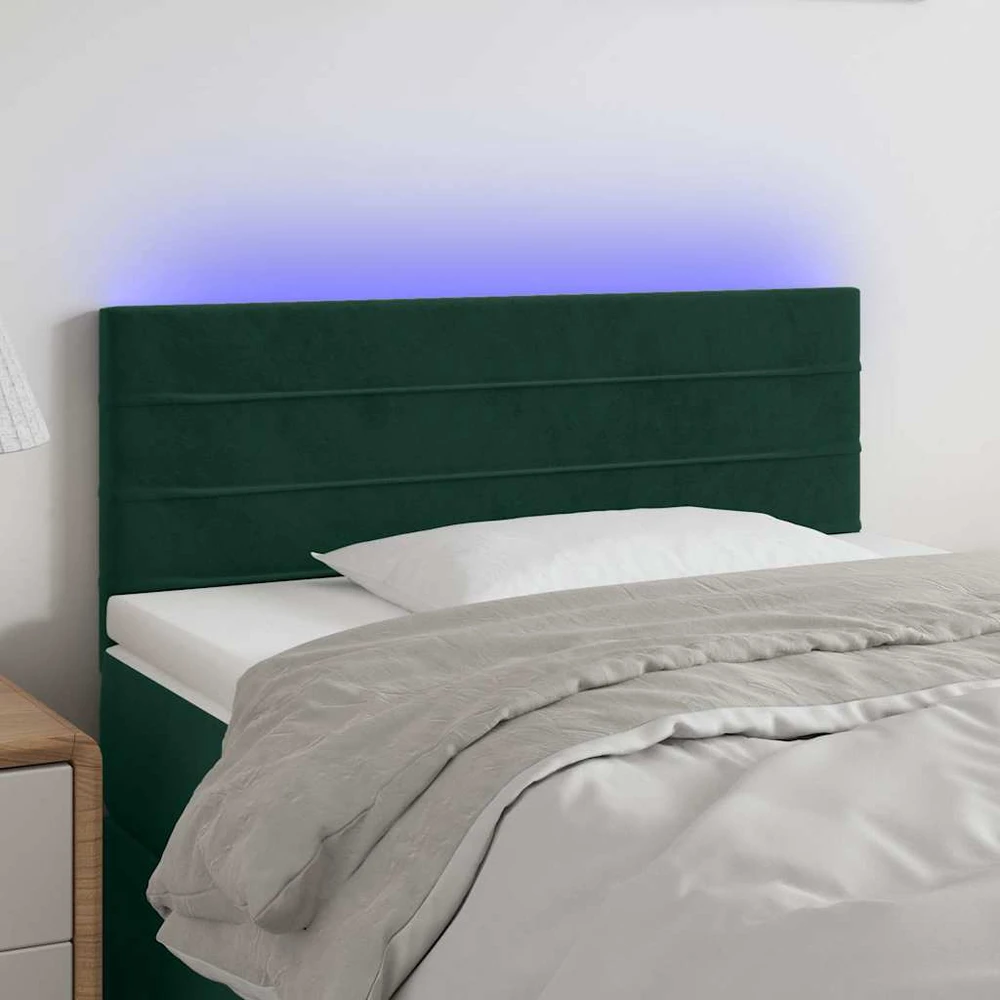 Galvūgalis su LED, tamsiai žalias, 90x5x78/88cm,aksomas