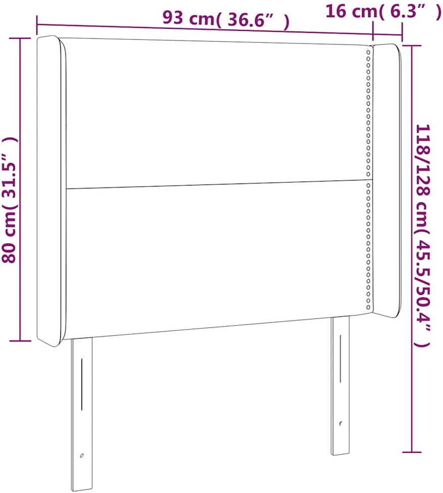 Galvūgalis su LED, tamsiai žalias, 93x16x118/128cm, aksomas