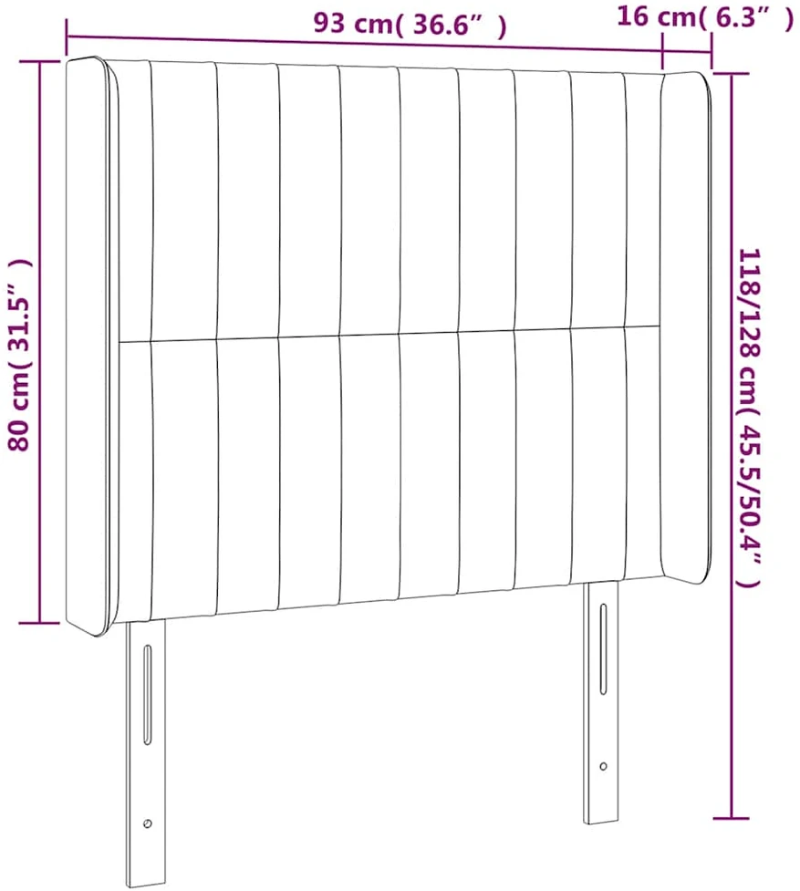 Galvūgalis su LED, tamsiai žalias, 93x16x118/128cm, aksomas