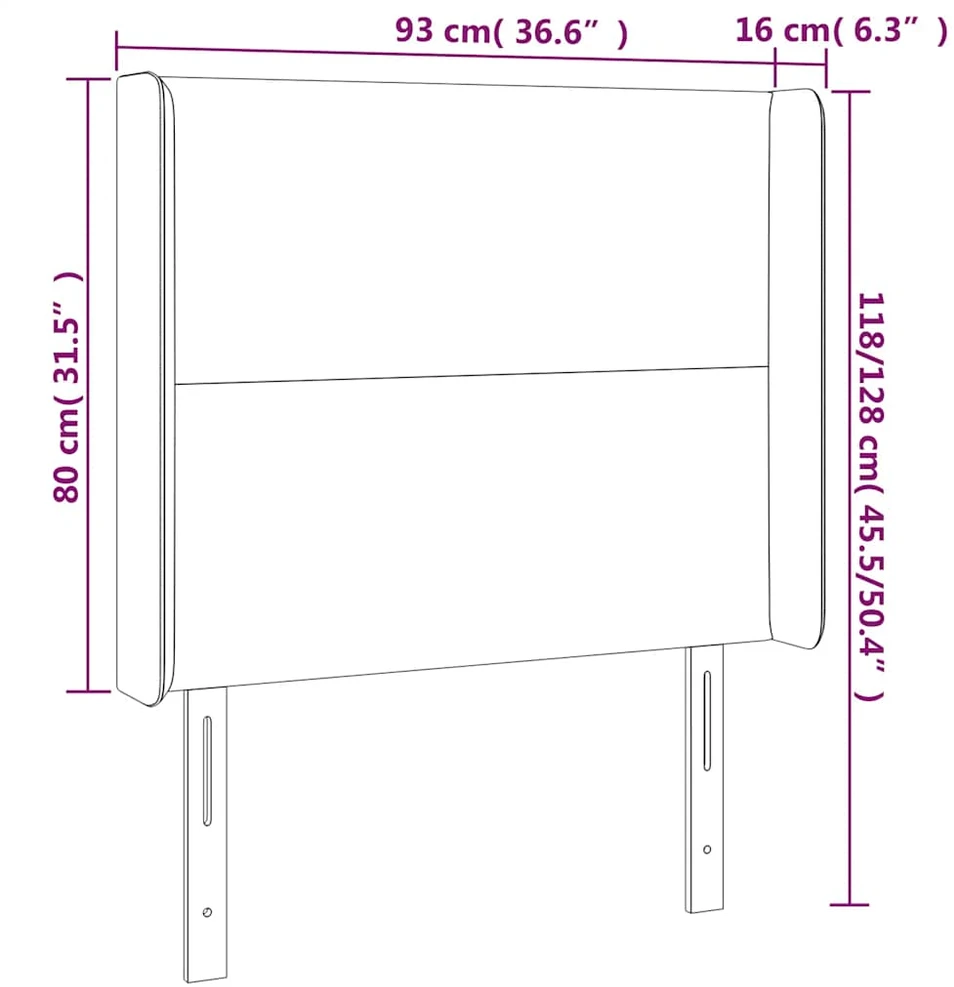 Galvūgalis su LED, tamsiai žalias, 93x16x118/128cm, aksomas