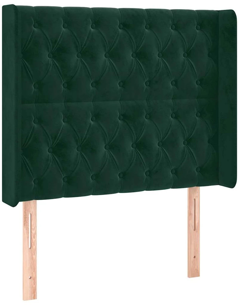 Galvūgalis su LED, tamsiai žalias, 93x16x118/128cm, aksomas