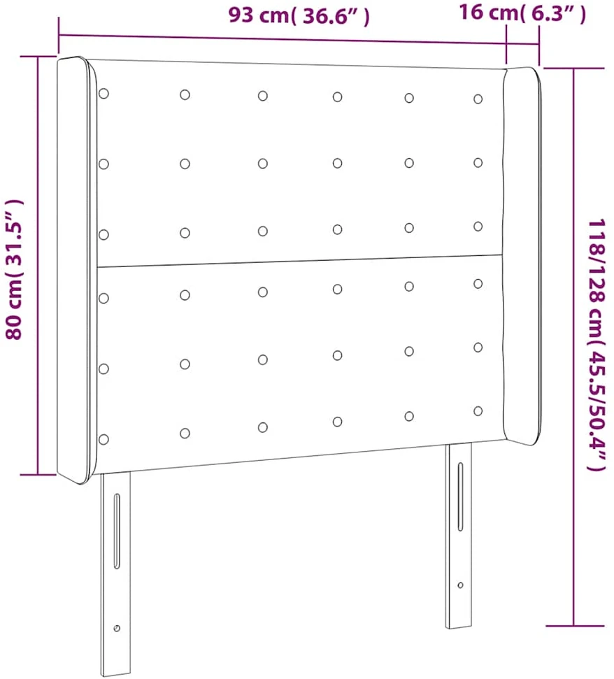 Galvūgalis su LED, tamsiai žalias, 93x16x118/128cm, aksomas