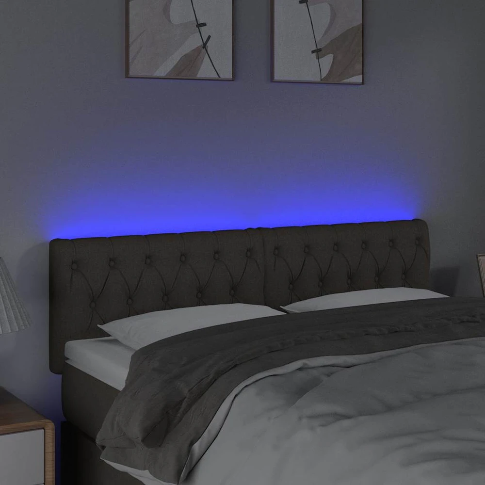 Galvūgalis su LED, taupe spalvos, 144x7x78/88cm, audinys