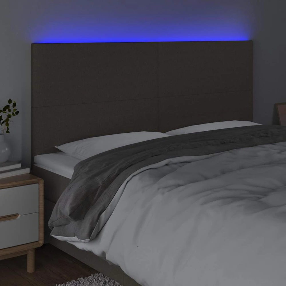 Galvūgalis su LED, taupe spalvos, 160x5x118/128cm, audinys