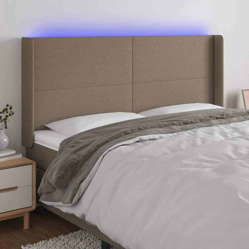 Galvūgalis su LED, taupe spalvos, 163x16x118/128cm, audinys