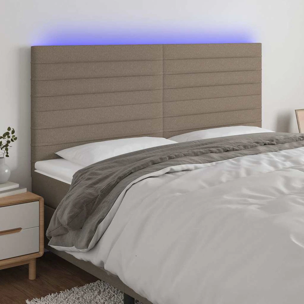 Galvūgalis su LED, taupe spalvos, 180x5x118/128cm, audinys