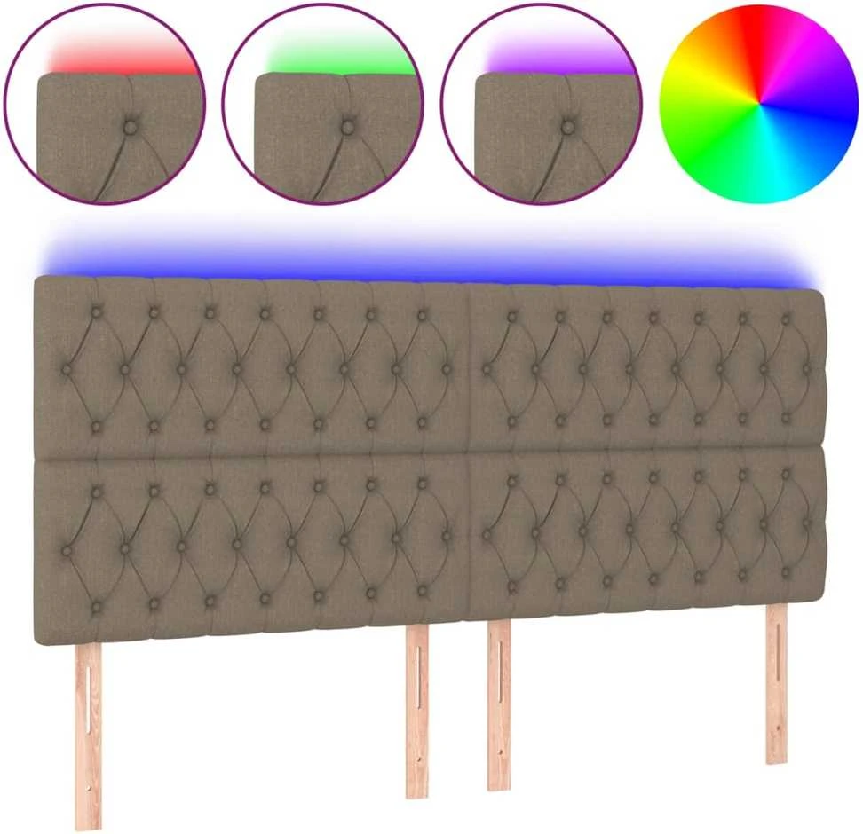Galvūgalis su LED, taupe spalvos, 180x7x118/128cm, audinys