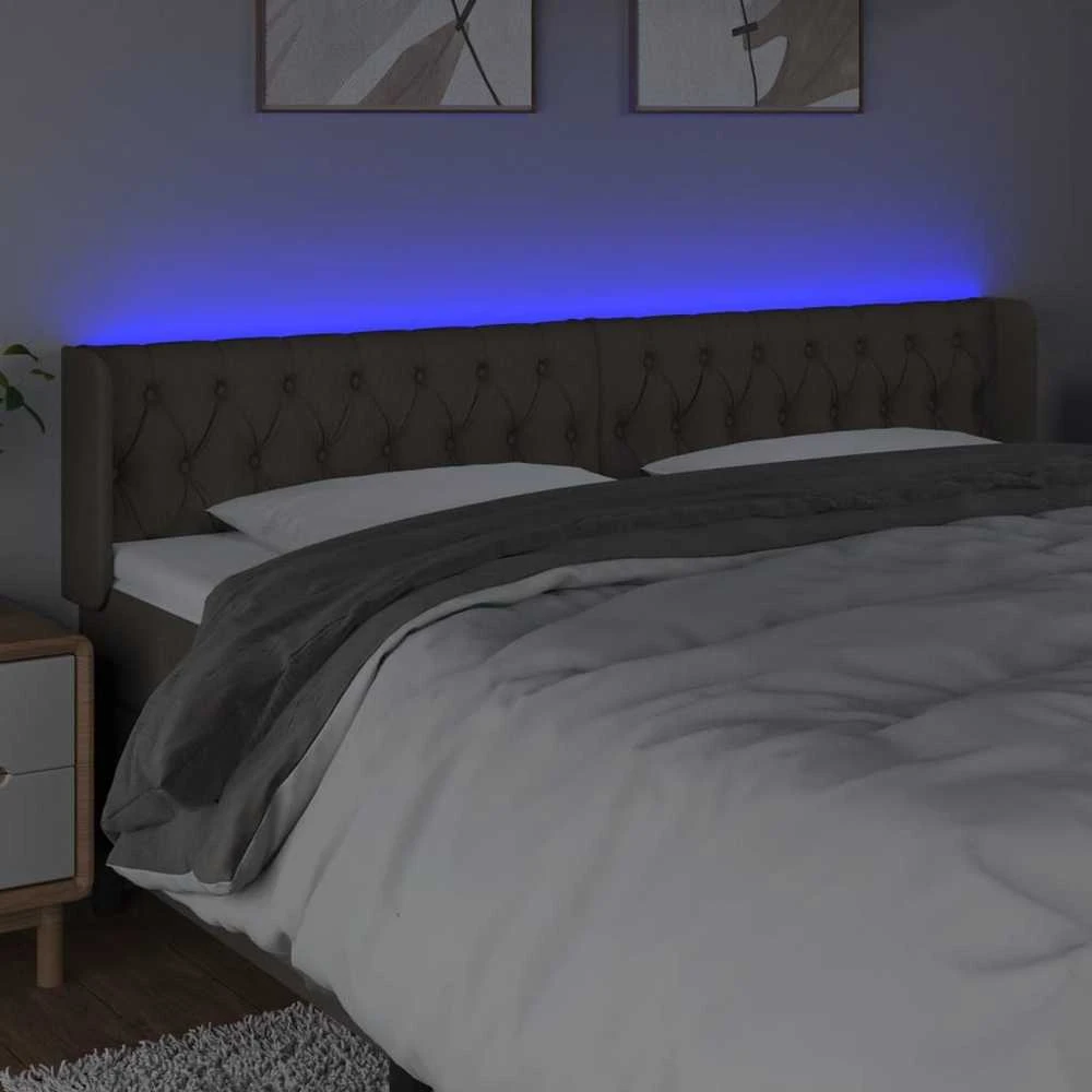 Galvūgalis su LED, taupe spalvos, 183x16x78/88cm, audinys