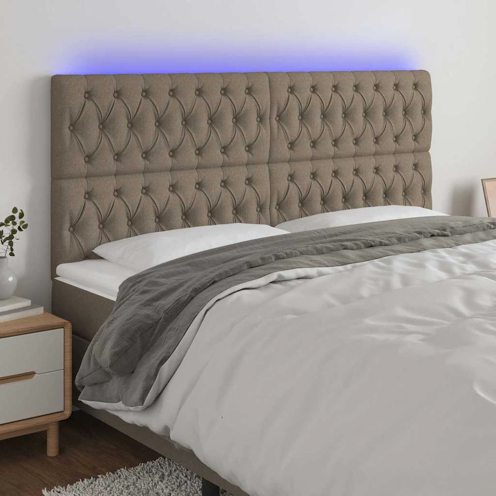 Galvūgalis su LED, taupe spalvos, 200x7x118/128cm, audinys