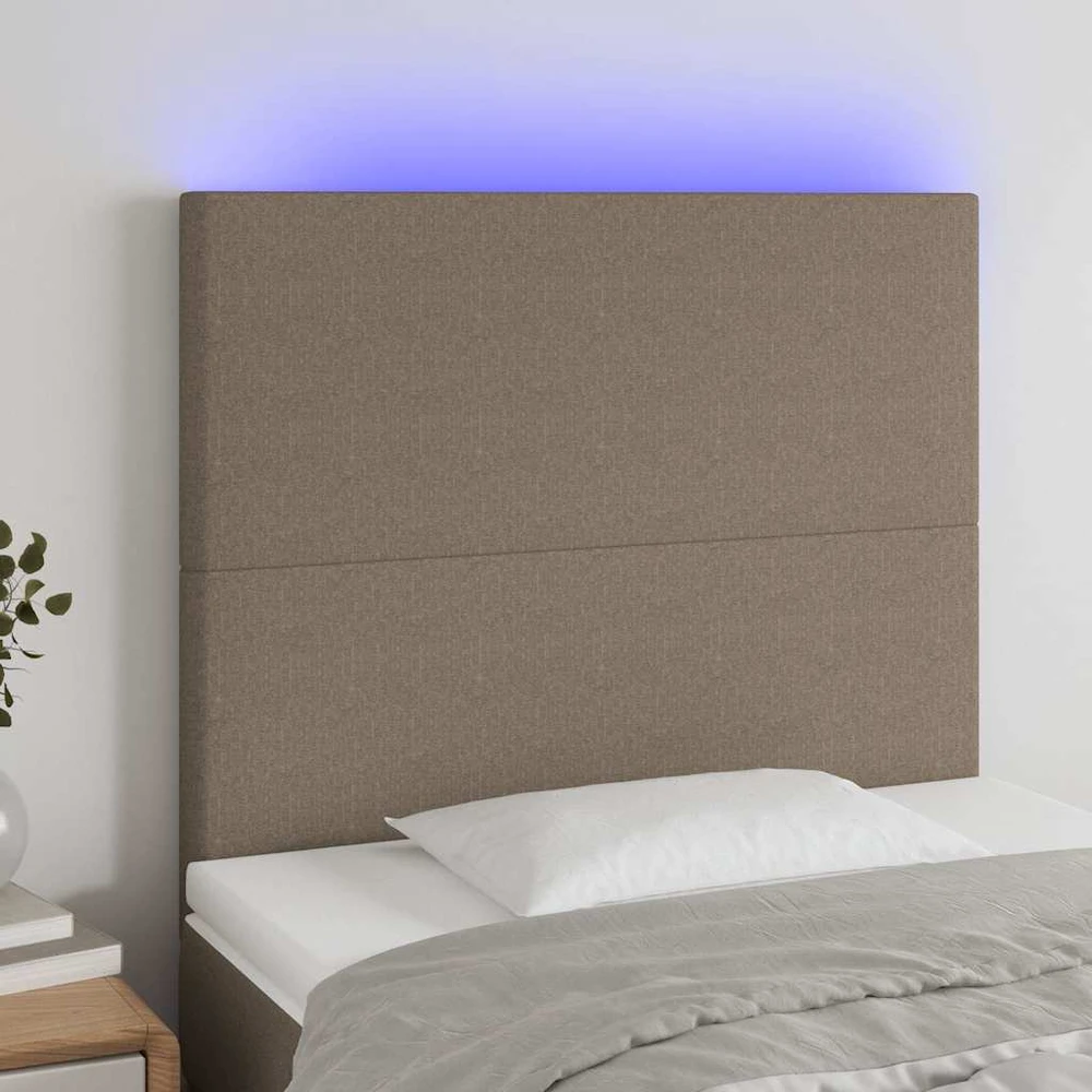 Galvūgalis su LED, taupe spalvos, 80x5x118/128cm, audinys