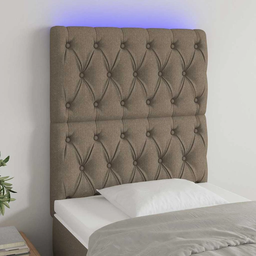 Galvūgalis su LED, taupe spalvos, 80x7x118/128cm, audinys