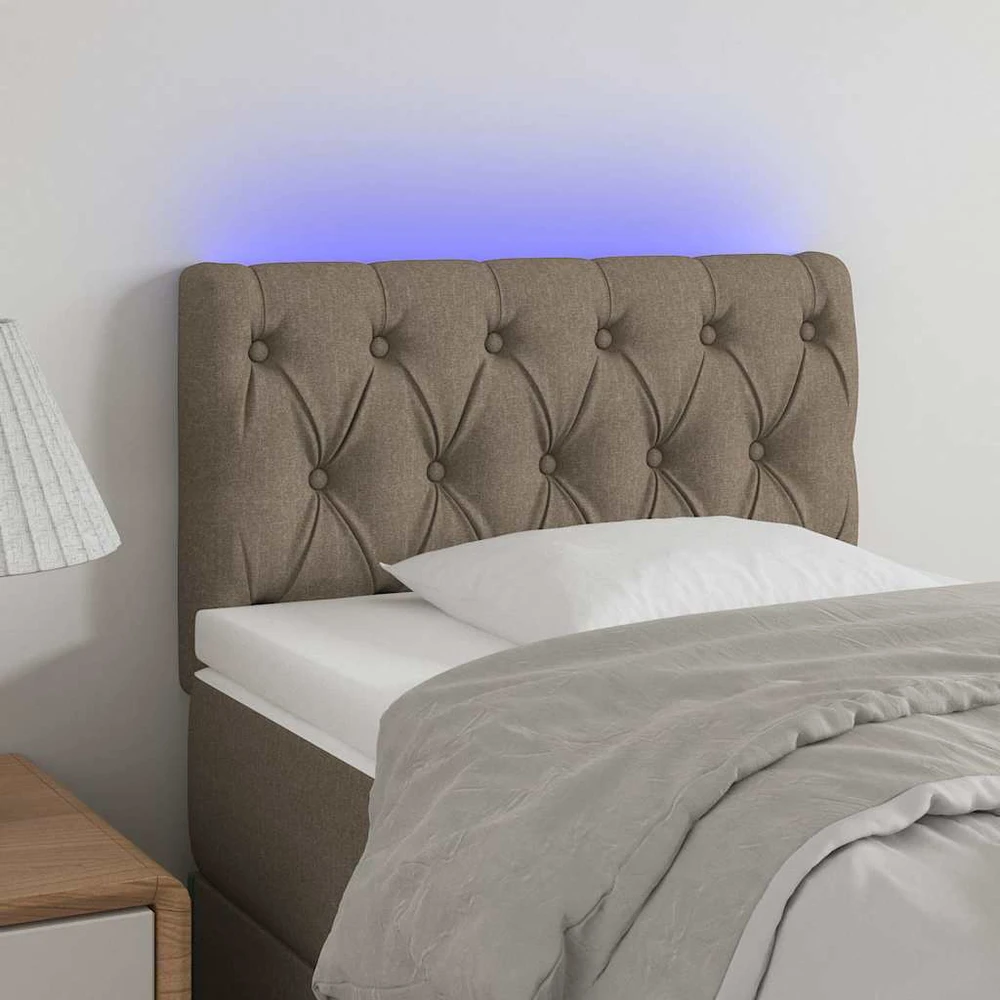 Galvūgalis su LED, taupe spalvos, 80x7x78/88cm, audinys