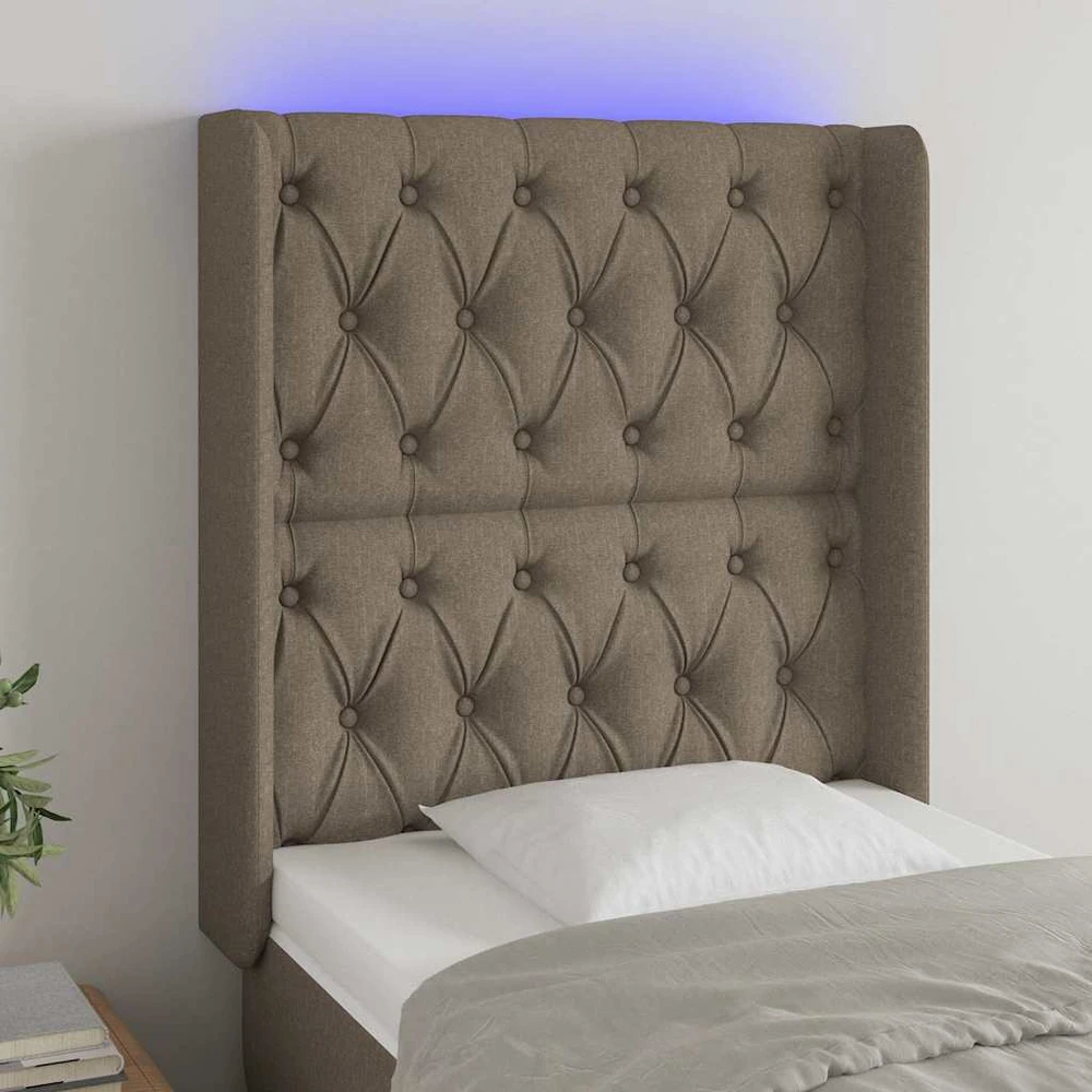 Galvūgalis su LED, taupe spalvos, 83x16x118/128cm, audinys