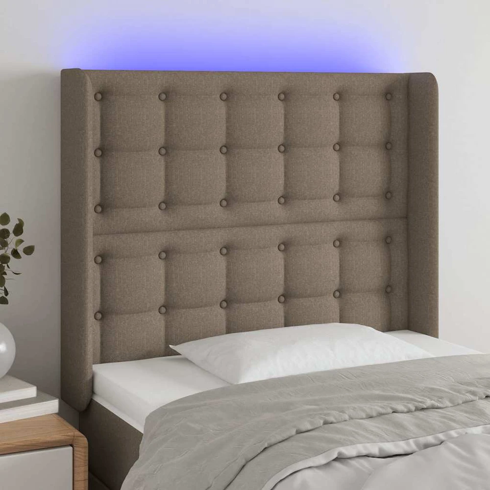 Galvūgalis su LED, taupe spalvos, 83x16x118/128cm, audinys