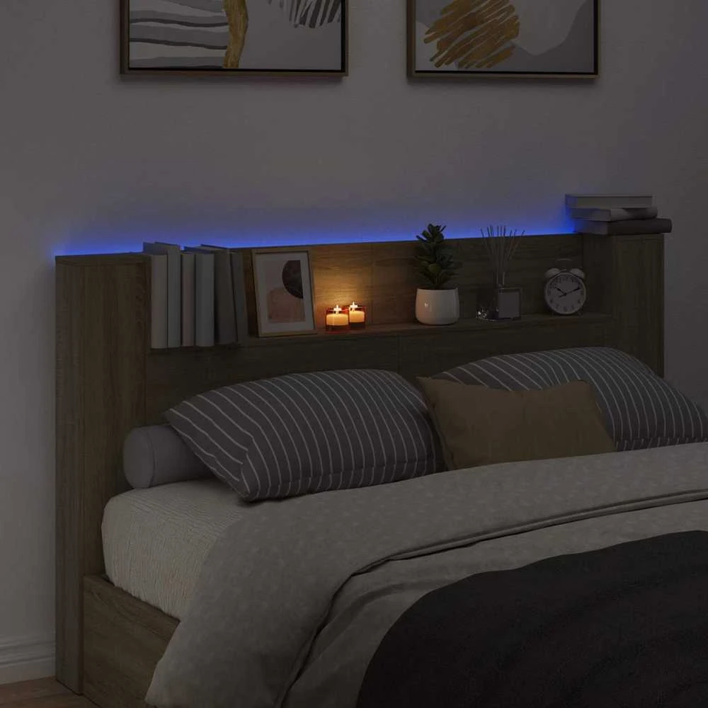 LED galvūgalis su saugojimu Sonoma ąžuolas Apdirbta mediena