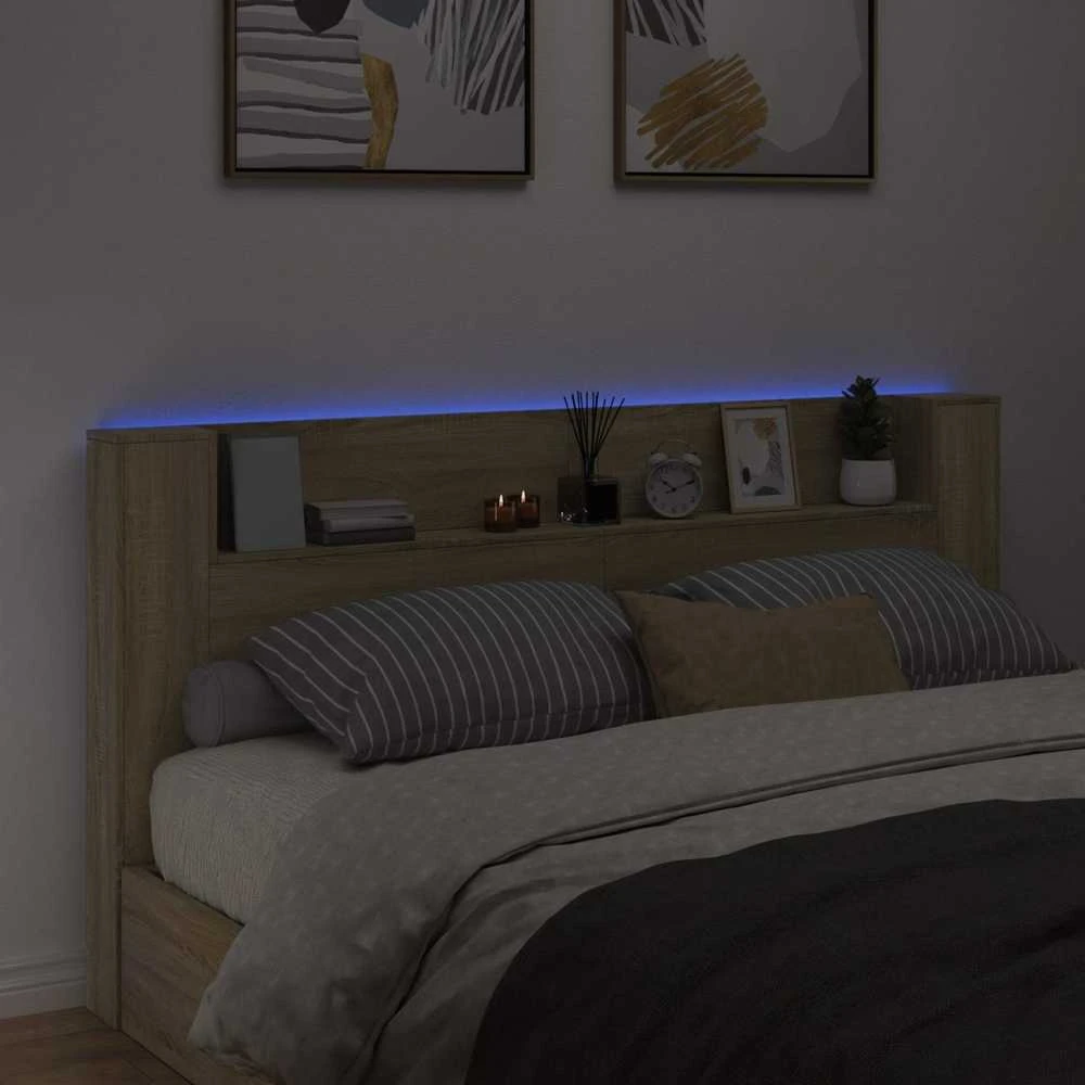 LED galvūgalis su saugojimu Sonoma ąžuolas Apdirbta mediena