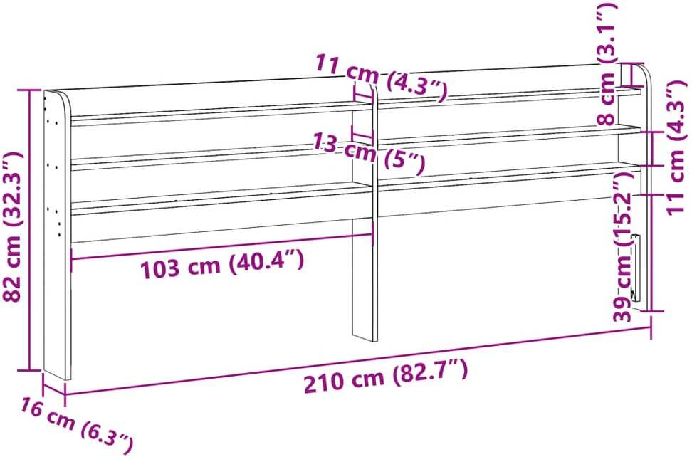 Galvūgalis su lentynomis, baltas, 200cm, pušies masyvas