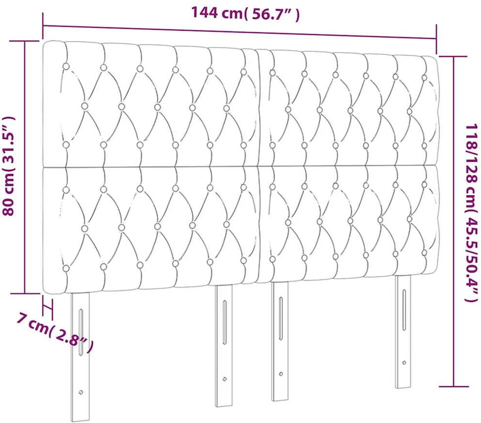 Galvūgaliai, 4vnt., tamsiai pilki, 72x7x78/88cm, aksomas