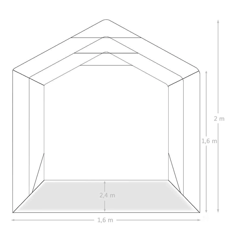 Garažas-palapinė, žalios spalvos, 1,6x2,4m, PVC (310022+310023)