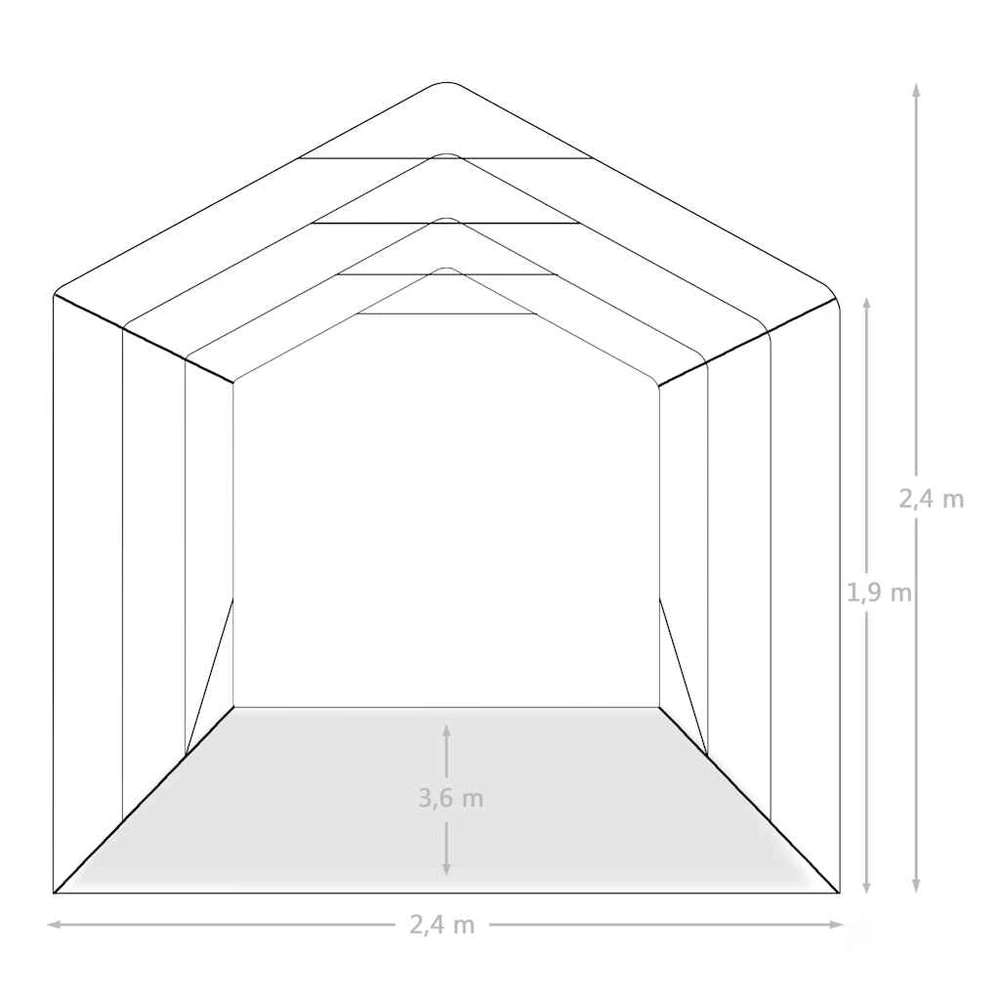 Garažas-palapinė, žalios spalvos, 2,4x3,6m, PVC (310026+310027)