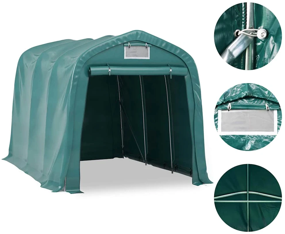 Garažas-palapinė, žalios spalvos, 2,4x3,6m, PVC (310026+310027)