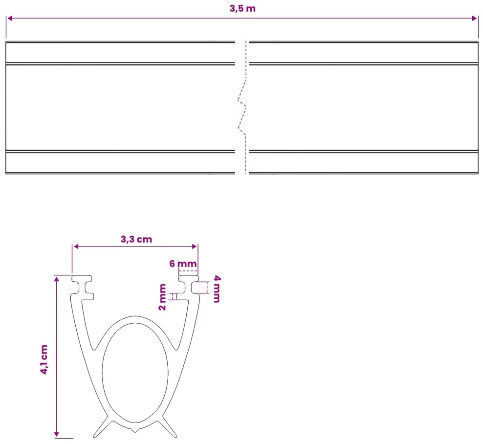 Garažo durų sandarinimas Juoda 41 x 33 mm 3,5 m PVC