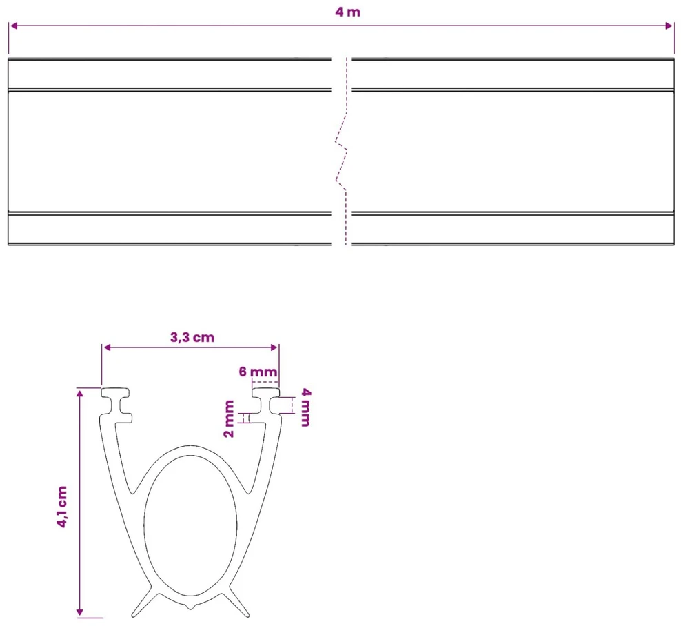 Garažo durų sandarinimas Juoda 41 x 33 mm 4 m PVC