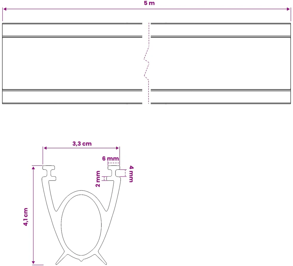 Garažo durų sandarinimas Juoda 41 x 33 mm 5 m PVC