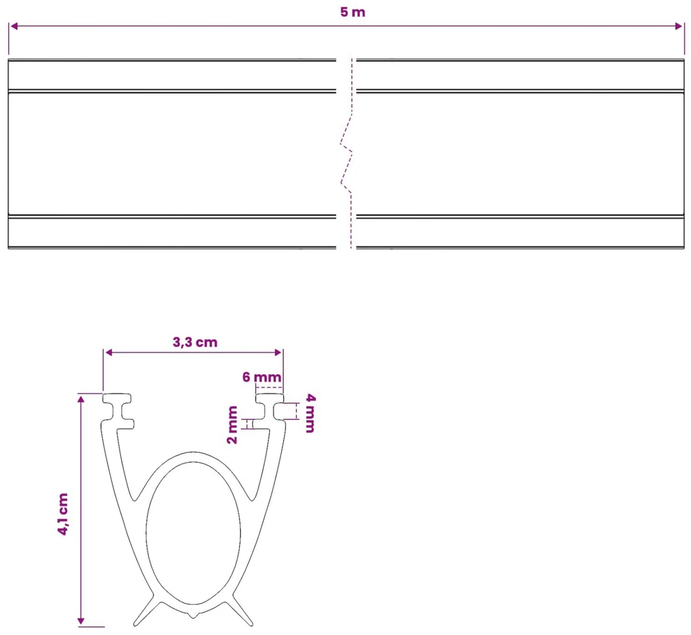 Garažo durų sandarinimas Juoda 41 x 33 mm 5 m PVC