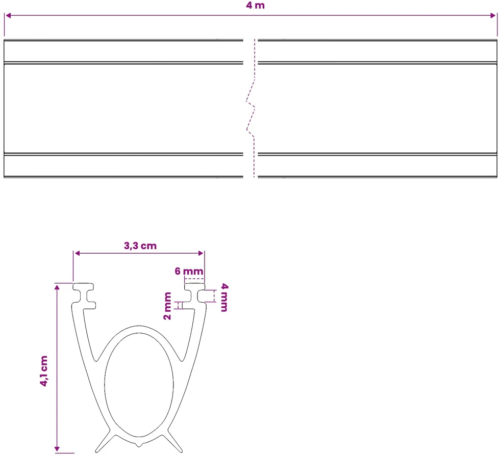 Garažo durų sandarinimas Juoda 41 x 33 mm 4 m PVC