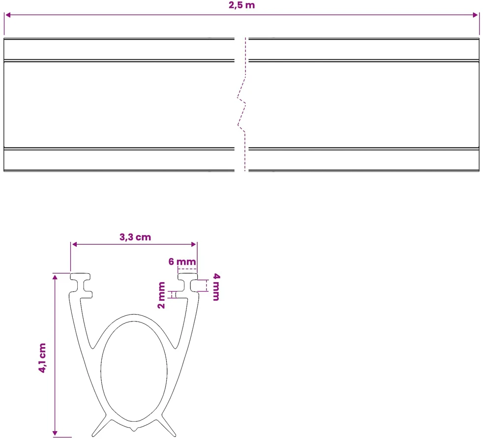 Garažo durų sandarinimas Juoda 41 x 33 mm 2,5 m PVC