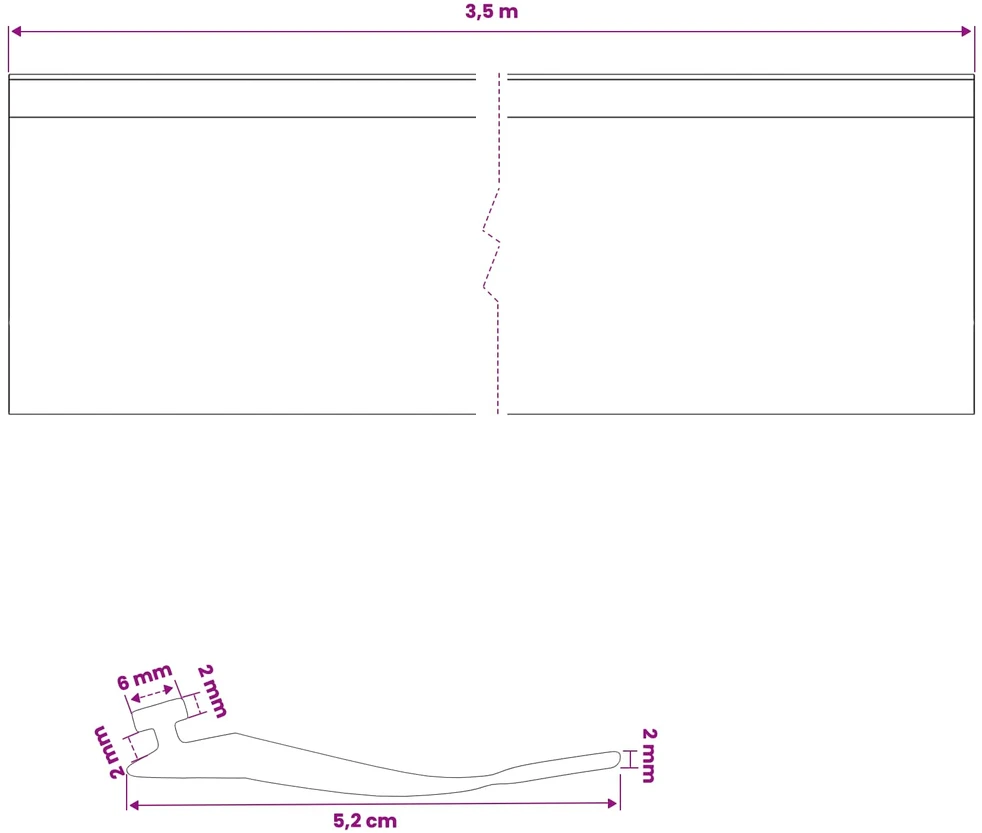 Garažo durų sandarinimas Juoda 52 x 2 mm 3,5 m PVC