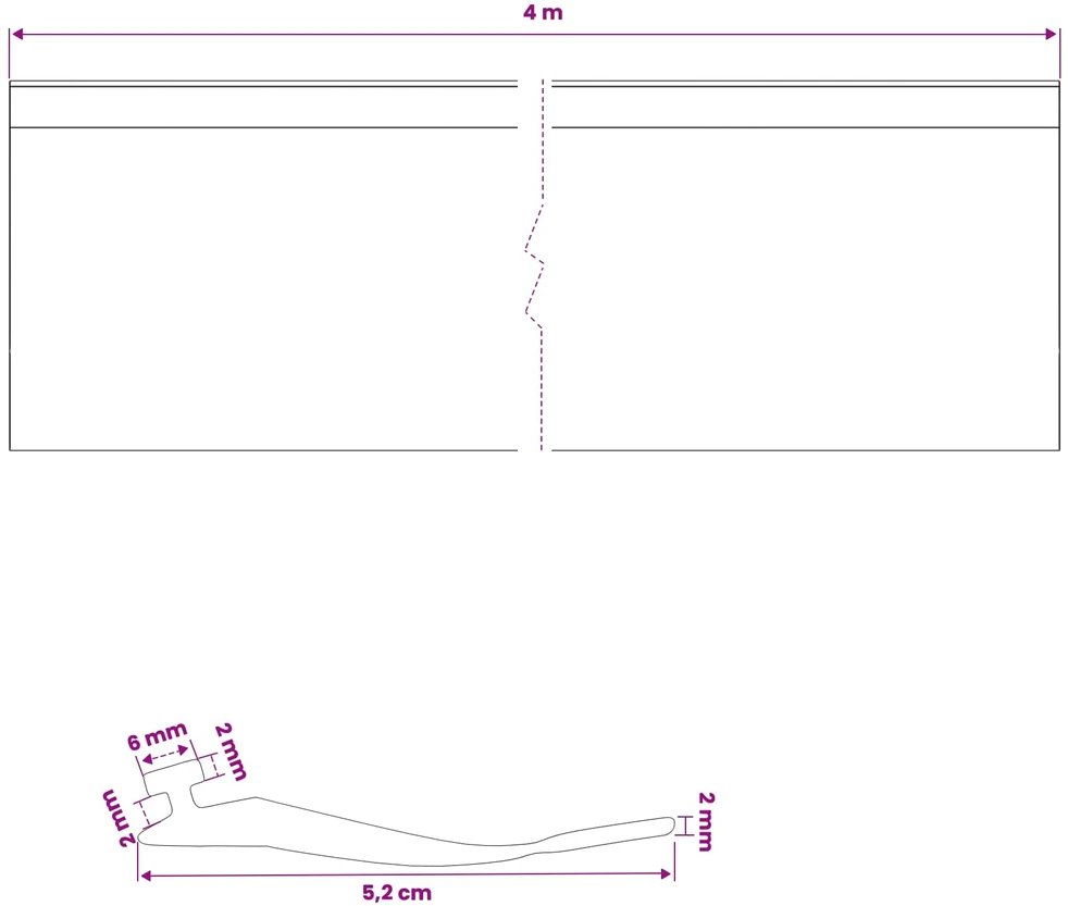 Garažo durų sandarinimas Juoda 52 x 2 mm 4 m PVC