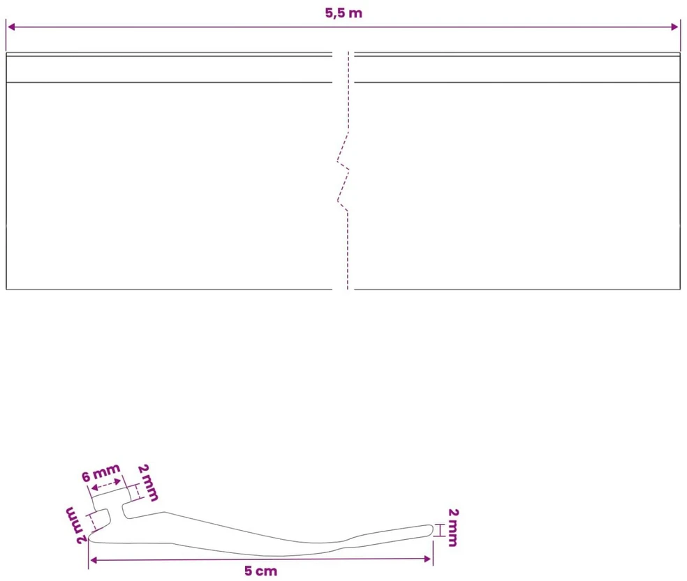 Garažo durų sandarinimas Juoda 52 x 2 mm 5,5 m PVC