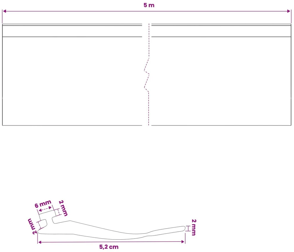 Garažo durų sandarinimas Juoda 52 x 2 mm 5 m PVC