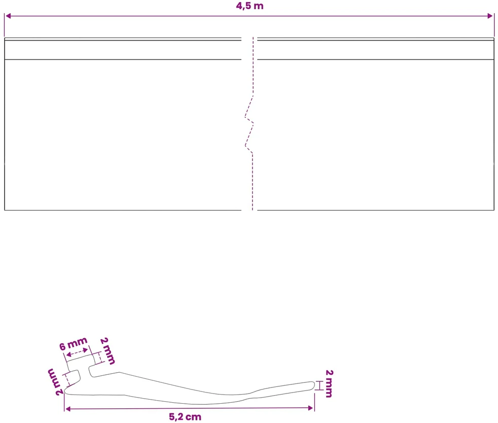 Garažo durų sandarinimas Juoda 52 x 2 mm 4,5 m PVC