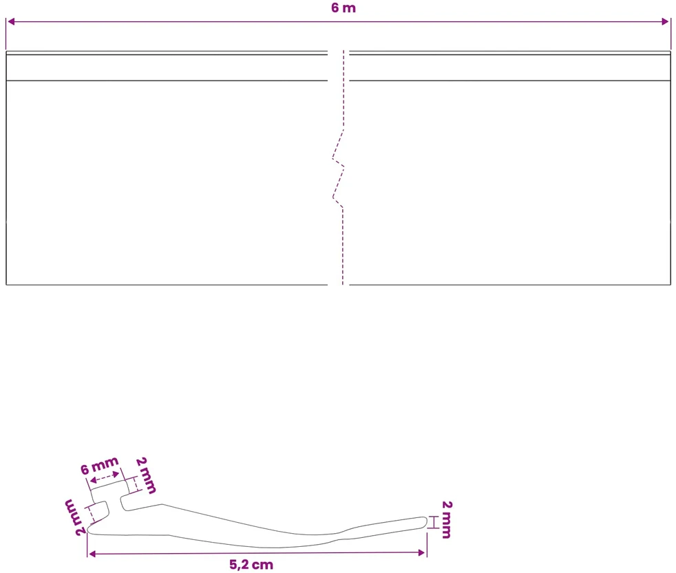 Garažo durų sandarinimas Juoda 52 x 2 mm 6 m PVC