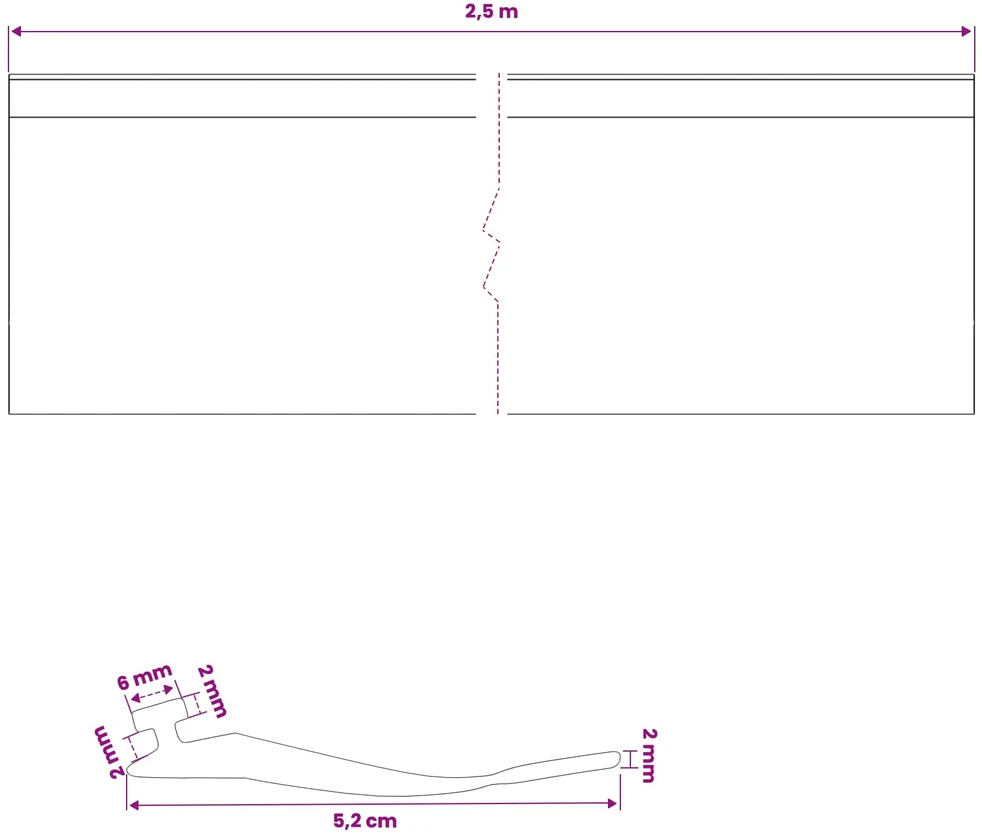 Garažo durų sandarinimas Juoda 52 x 2 mm 2,5 m PVC