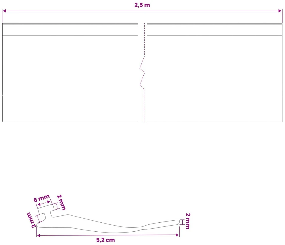 Garažo durų sandarinimas Juoda 52 x 2 mm 2,5 m PVC