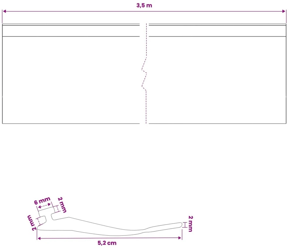 Garažo durų sandarinimas Juoda 52 x 2 mm 3,5 m PVC