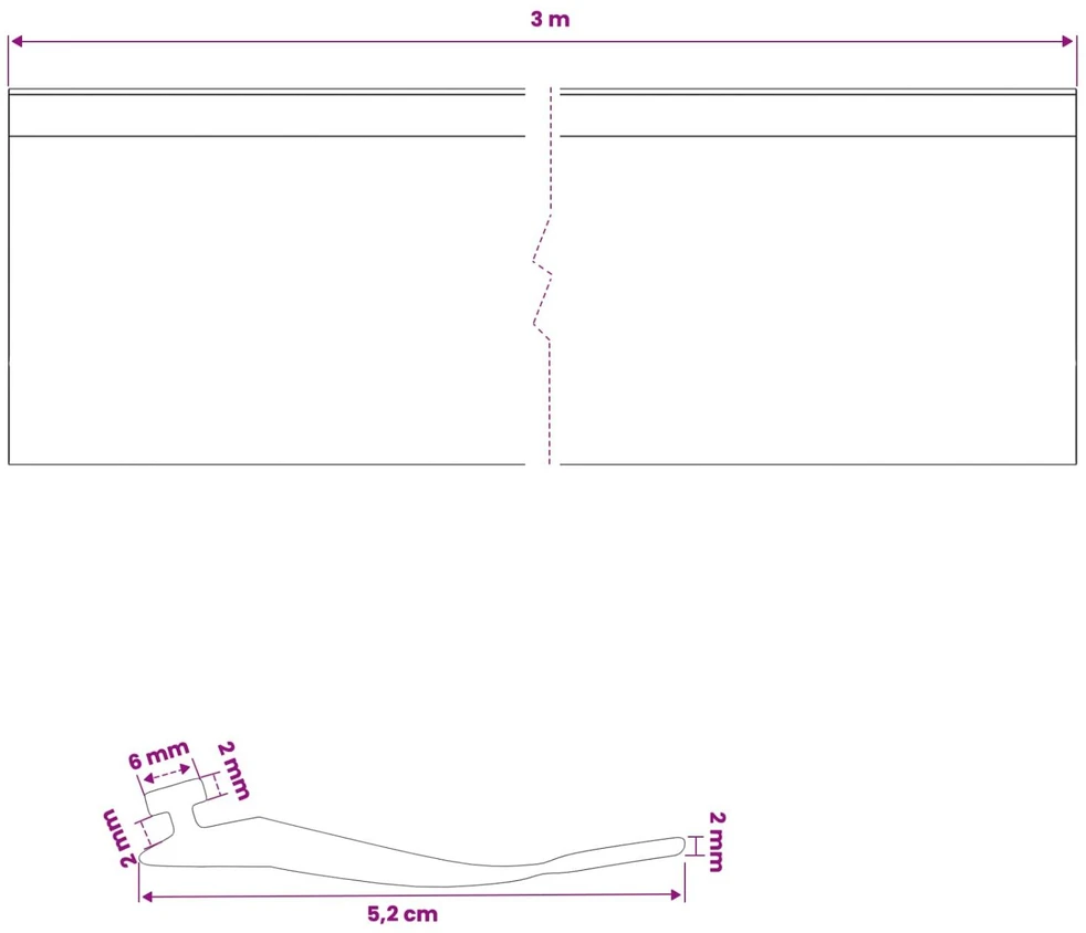 Garažo durų sandarinimas Juoda 52 x 2 mm 3 m PVC