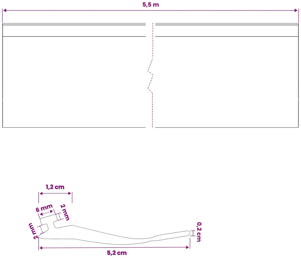 Garažo durų sandarinimas Juoda 52 x 2 mm 5,5 m PVC