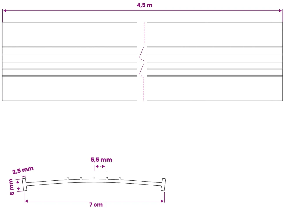 Garažo durų sandarinimas Juoda 70 x 6 mm 4,5 m PVC