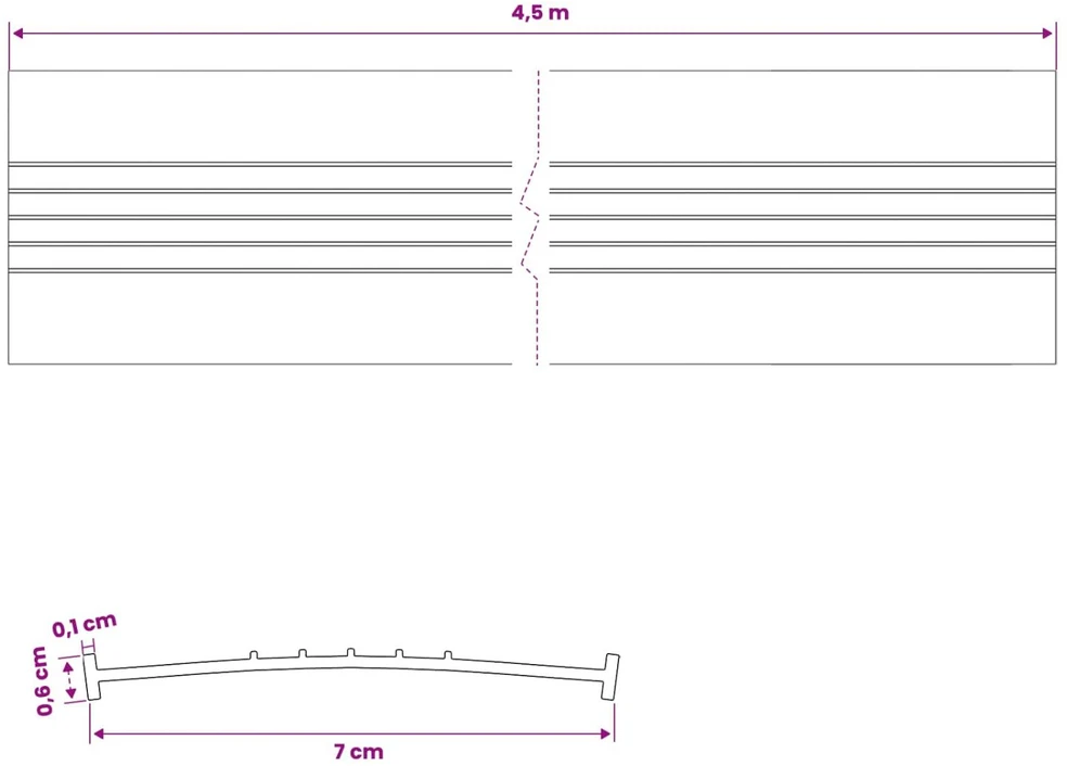 Garažo durų sandarinimas Juoda 70 x 6 mm 4,5 m PVC