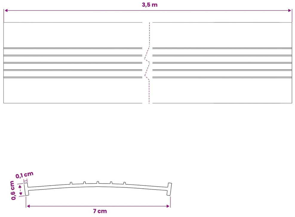 Garažo durų sandarinimas Juoda 70 x 6 mm 3,5 m PVC