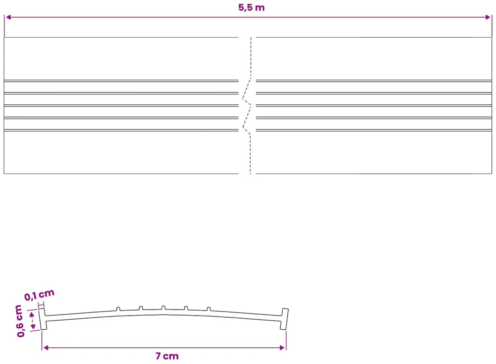 Garažo durų sandarinimas Juoda 70 x 6 mm 5,5 m PVC