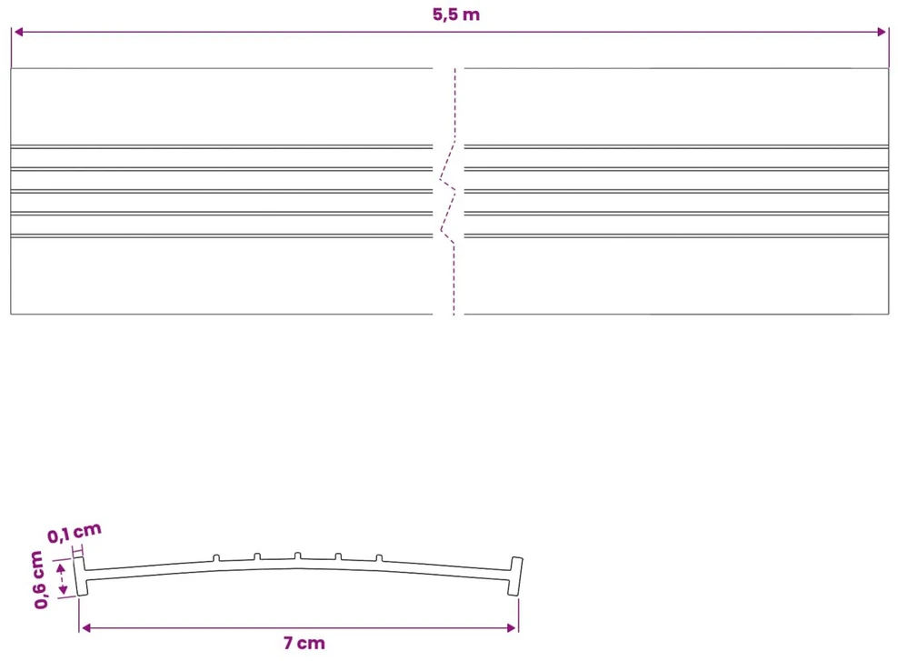 Garažo durų sandarinimas Juoda 70 x 6 mm 5,5 m PVC