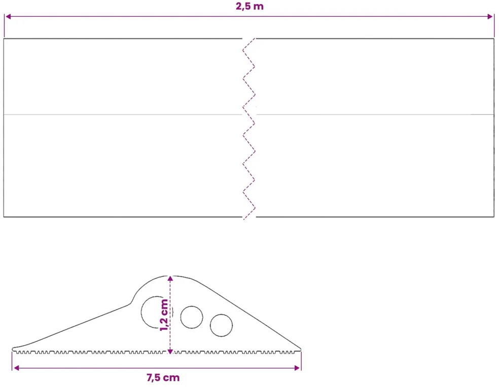 Garažo Grindų Sandariklis Juoda 75 x 12 mm 2,5 m EPDM guma
